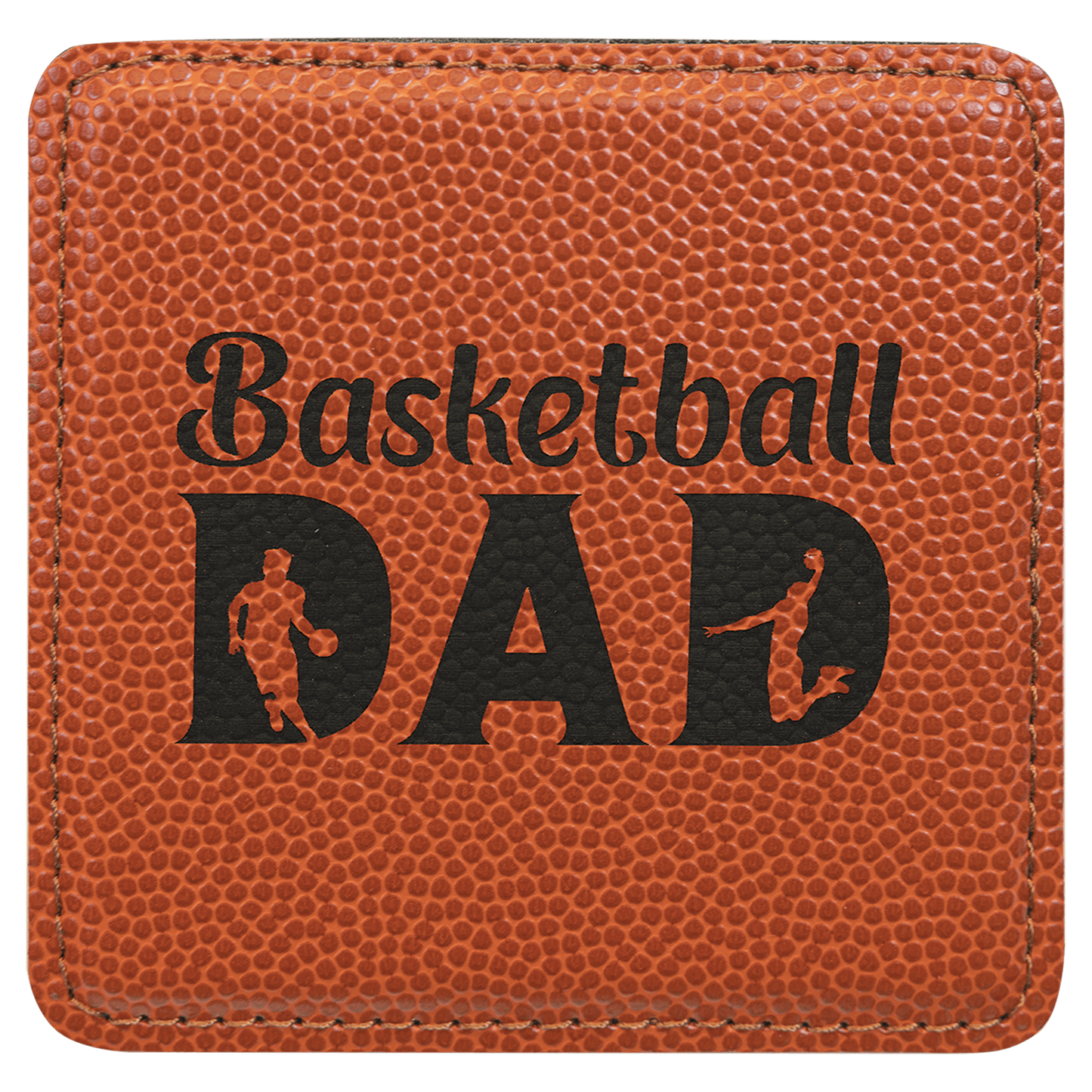 4" x 4" Square White Laser Engraved Leatherette Coaster Set of 6