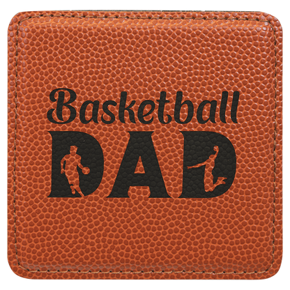 4" x 4" Square White Laser Engraved Leatherette Coaster Set of 6