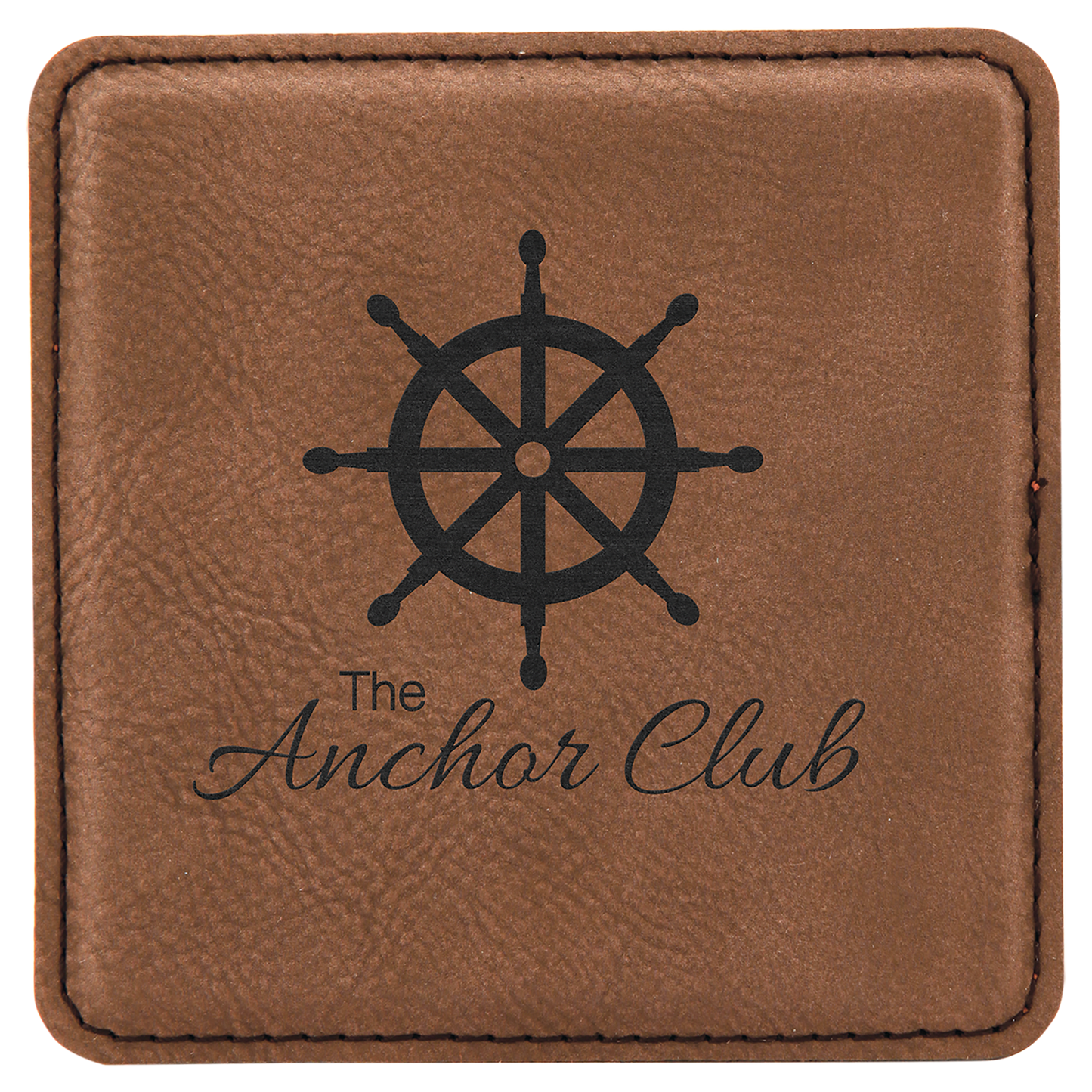 4" x 4" Square White Laser Engraved Leatherette Coaster Set of 6