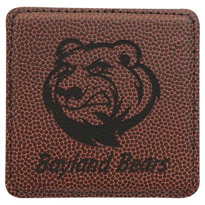 4" x 4" Square White Laser Engraved Leatherette Coaster Set of 6