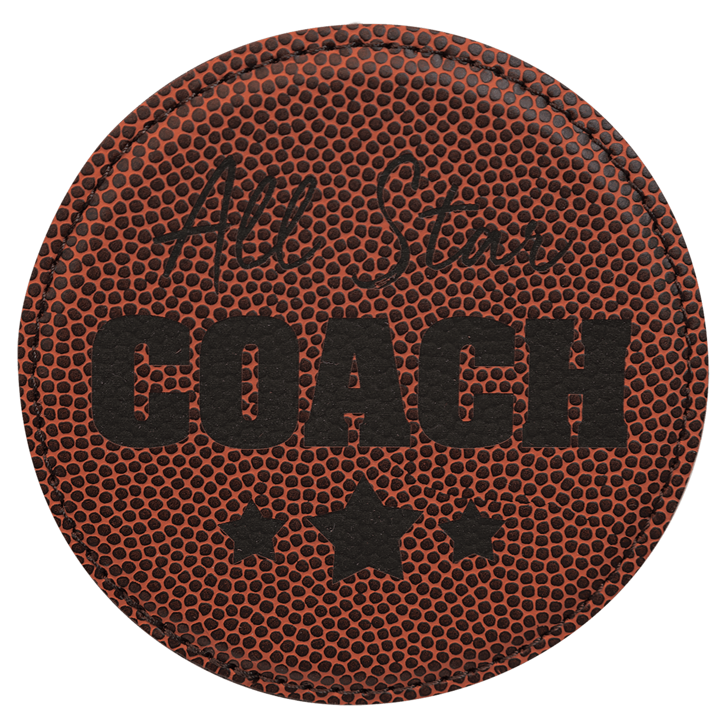 4" Round White Laser Engrave Leatherette Coaster Set of 6